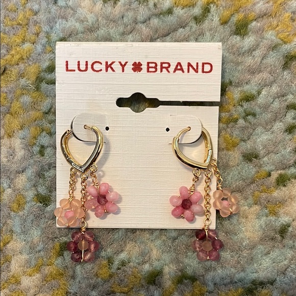 Lucky Brand Jewelry - Lucky Brand Pink and Gold Floral Earrings